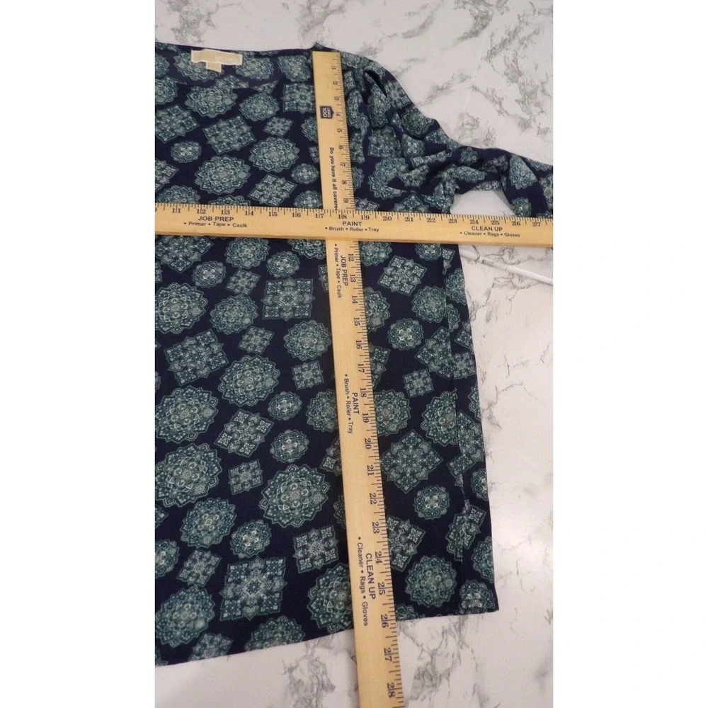 MICHAEL Michael‎ Kors Popover Top Teal Blue Navy Scoop Neck Open Sleeve Size XL